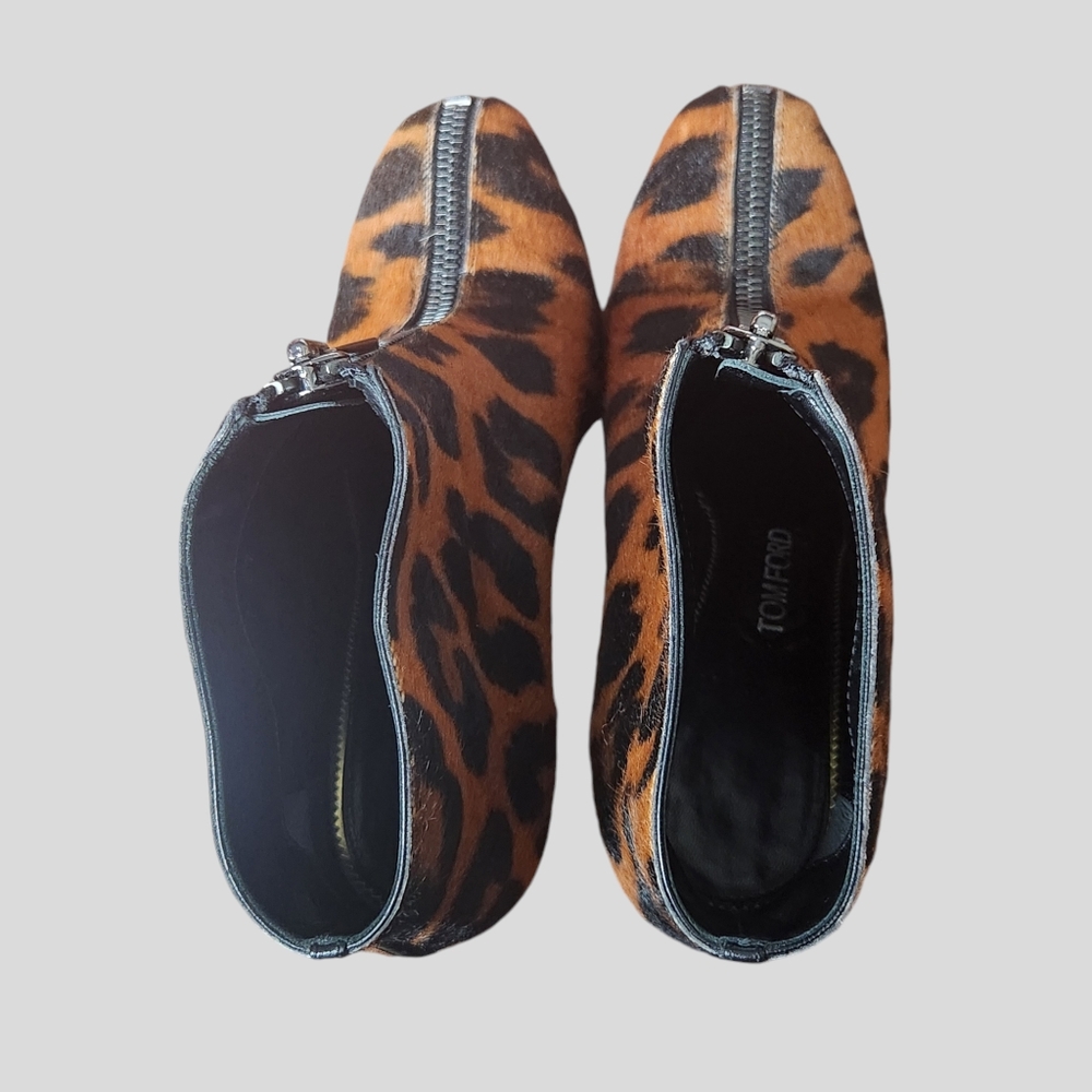 Tom Ford Leopard Ponyhair Zippered Ankle Boots - Picture 8 of 12